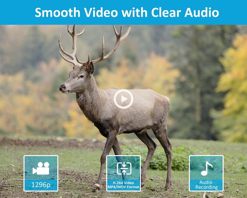 GardePro E5S Trail Camera (Non-Cellular, Non-WiFi), 64MP Photo & 1296P HD Video, 0.1s Trigger, 100ft No-Glow Night Vision, Motion Activated Wildlife Camera - Image 4